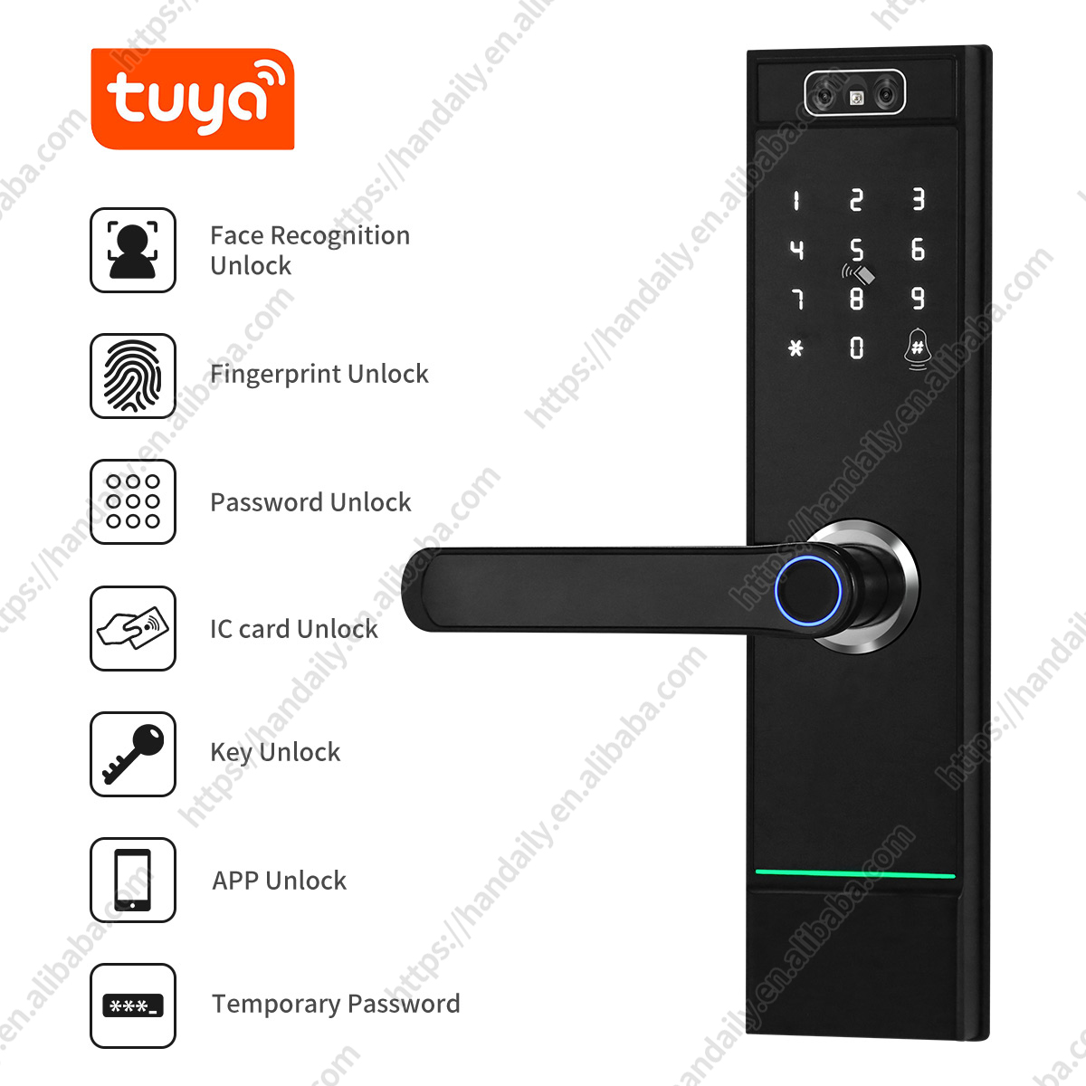 عالية الأمن بالجملة ثلاثية الأ - مراجعة Smart Door Lock Wifi وسعره