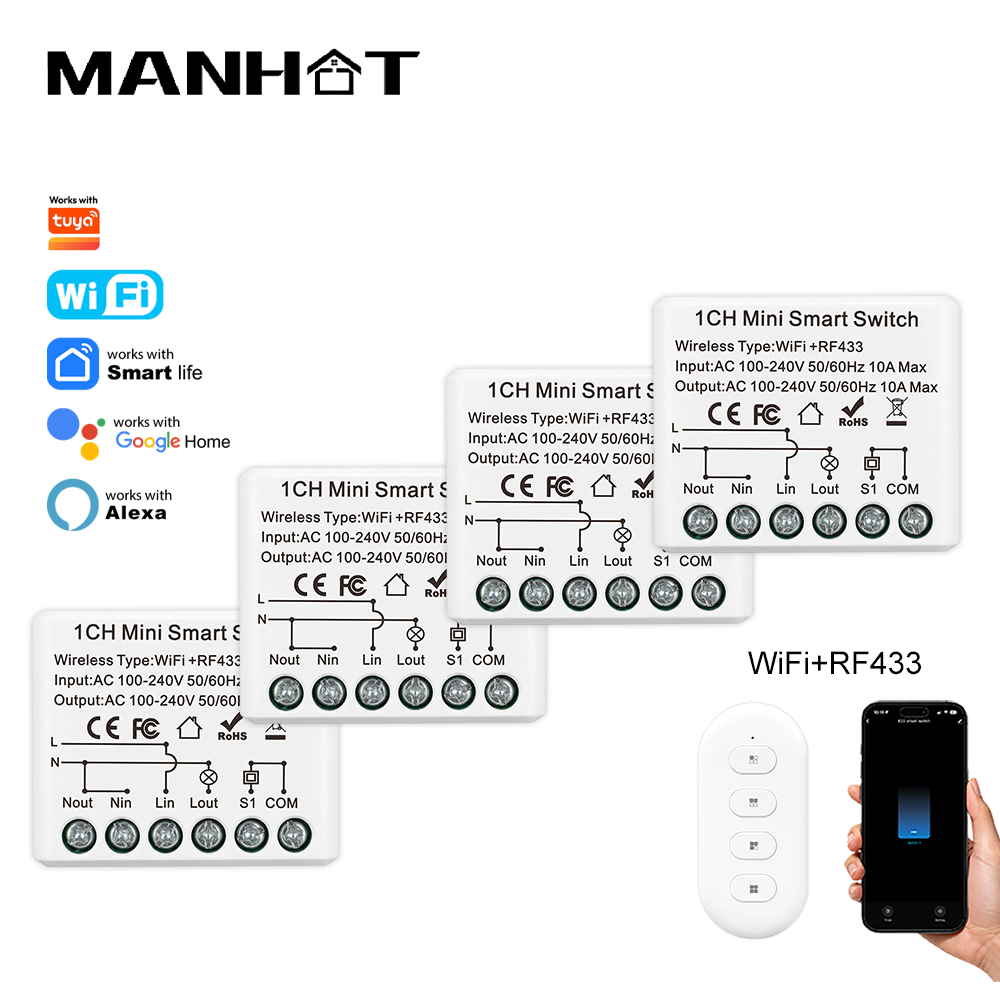 مفتاح ذكي صغير 10 أمبير يعمل ب - مراجعة Smart Light Switch Wifi وسعره